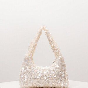 Beige Glamorous Women's Sequin Glittering Shoulder Bag